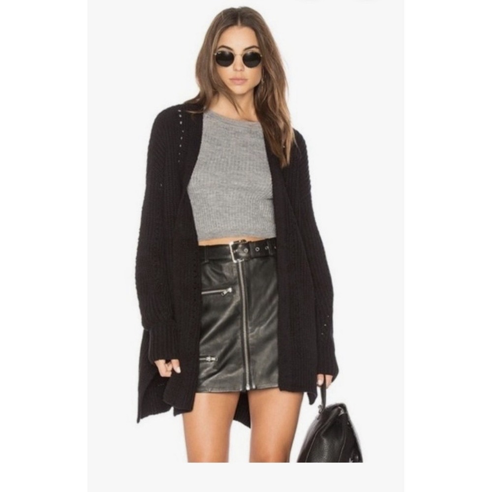 Free People Nightingale Cardi in a black chunky knit Small Black Oversized